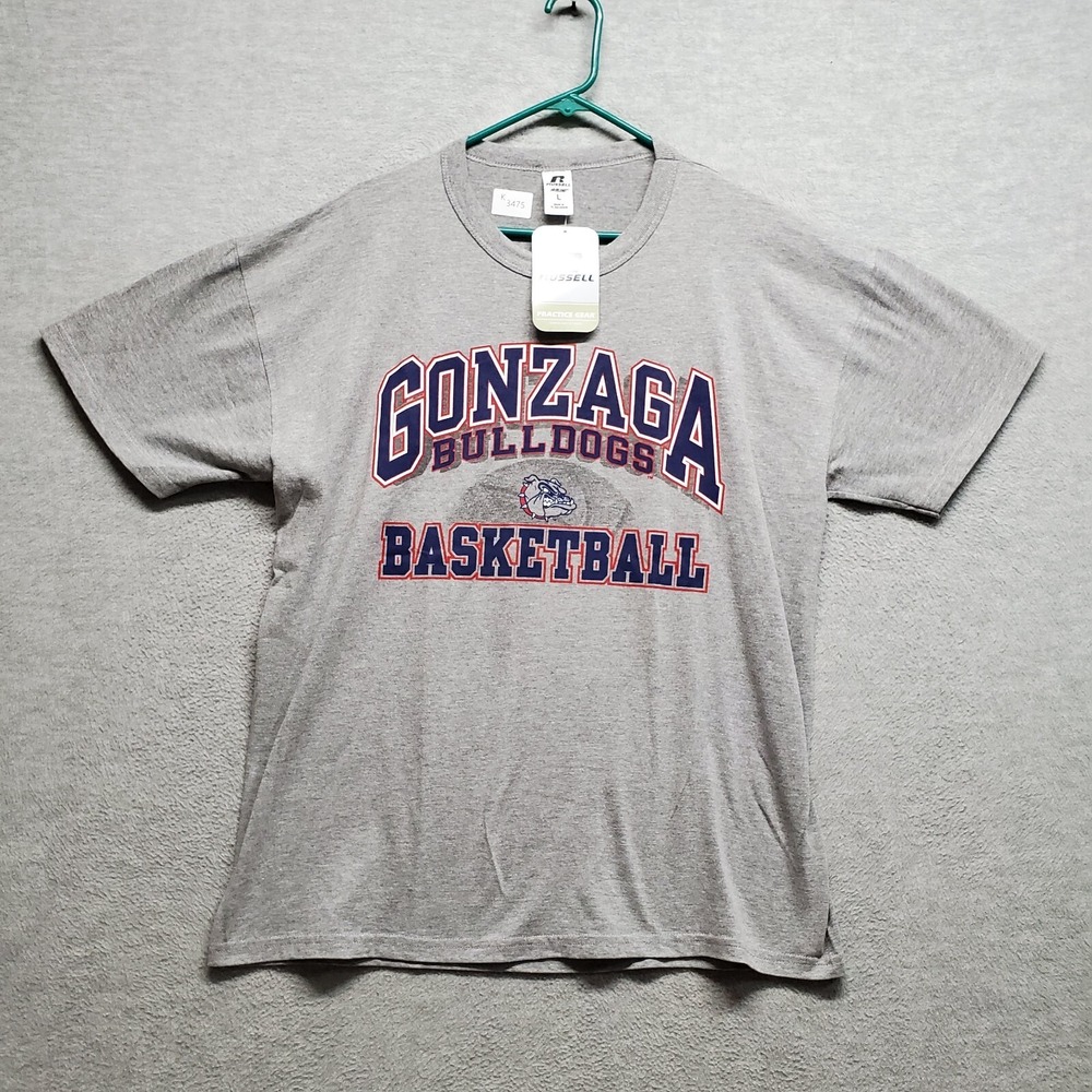 Gonzaga Bulldogs Basketball Men‎ T-Shirt Large Gray Team Logo Graphic Tee NWT